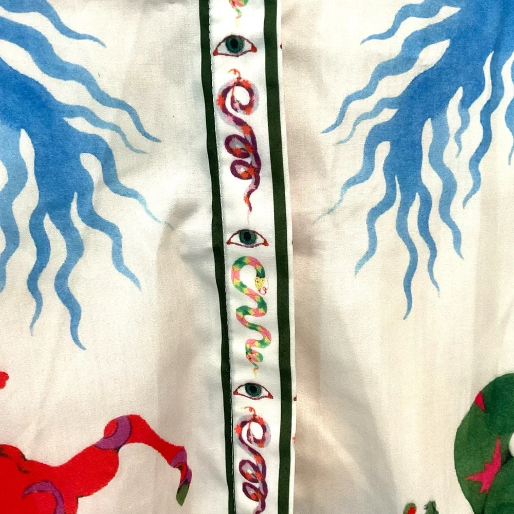 Commense Celestial Zodiac Print Two Piece Set Shirt & Wide Leg Pants XS - Picture 10 of 13